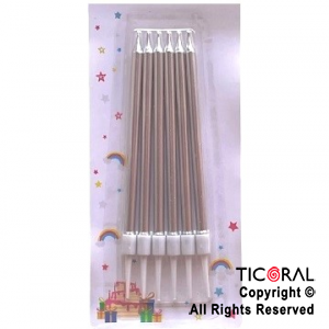 VELA BLISTER PLATA METALIZADO 9.5 CM x 6 UNIDADES